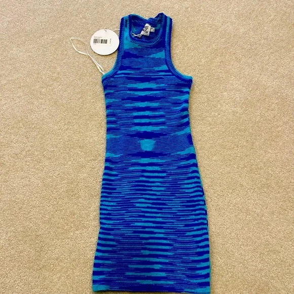 open lace back dress Iryna Long Sleeve Knit Mini Dress Navy / White Stripe
